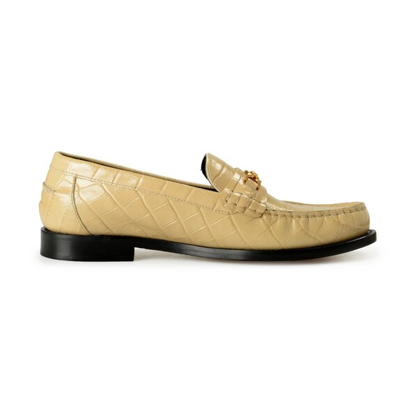 Versace Men's Sand & Gold Medusa 100% Leather Slip On Loafers Shoes US 8 IT 41 - Picture 4 of 8
